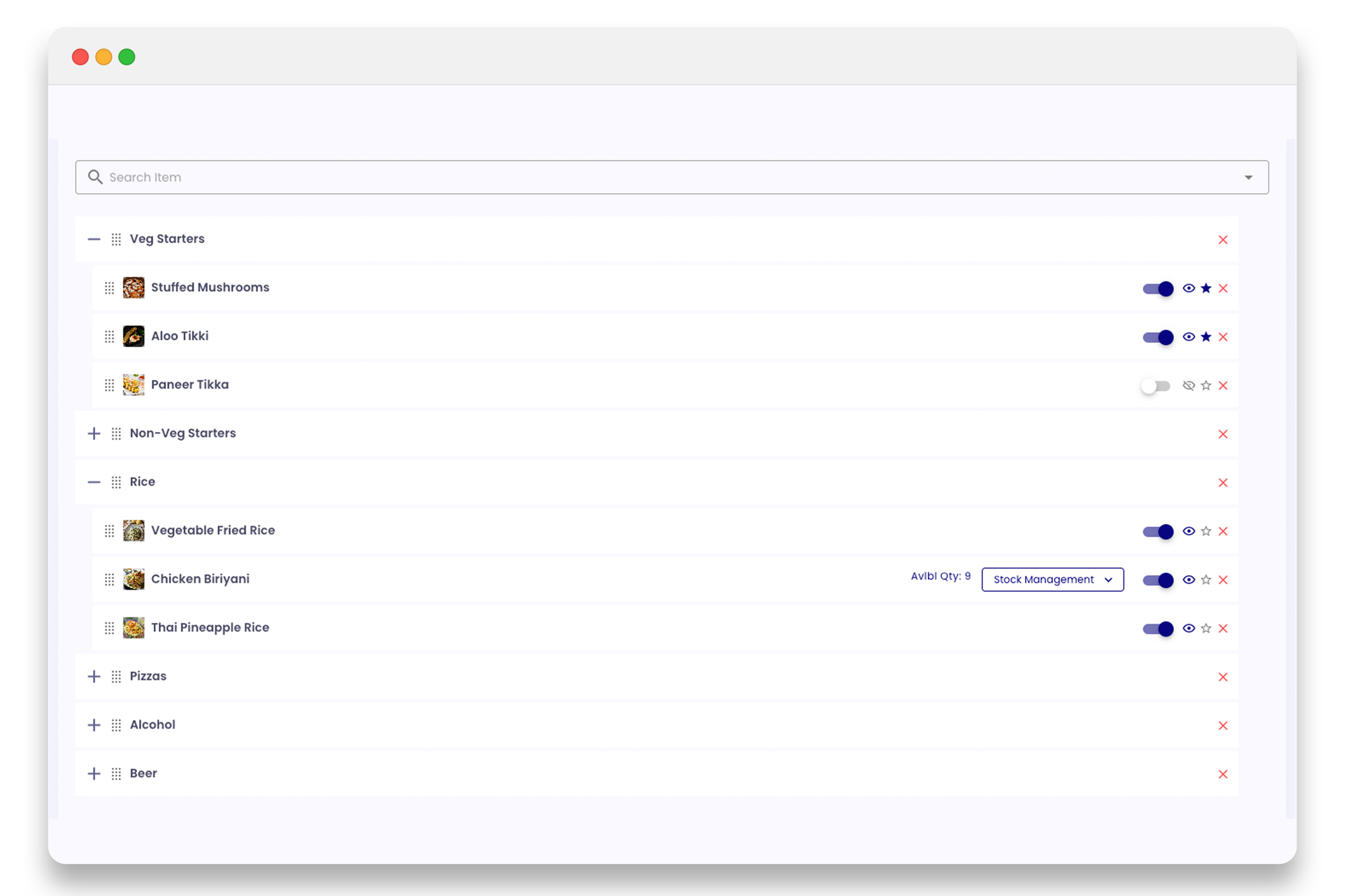 Catalogue management in POS